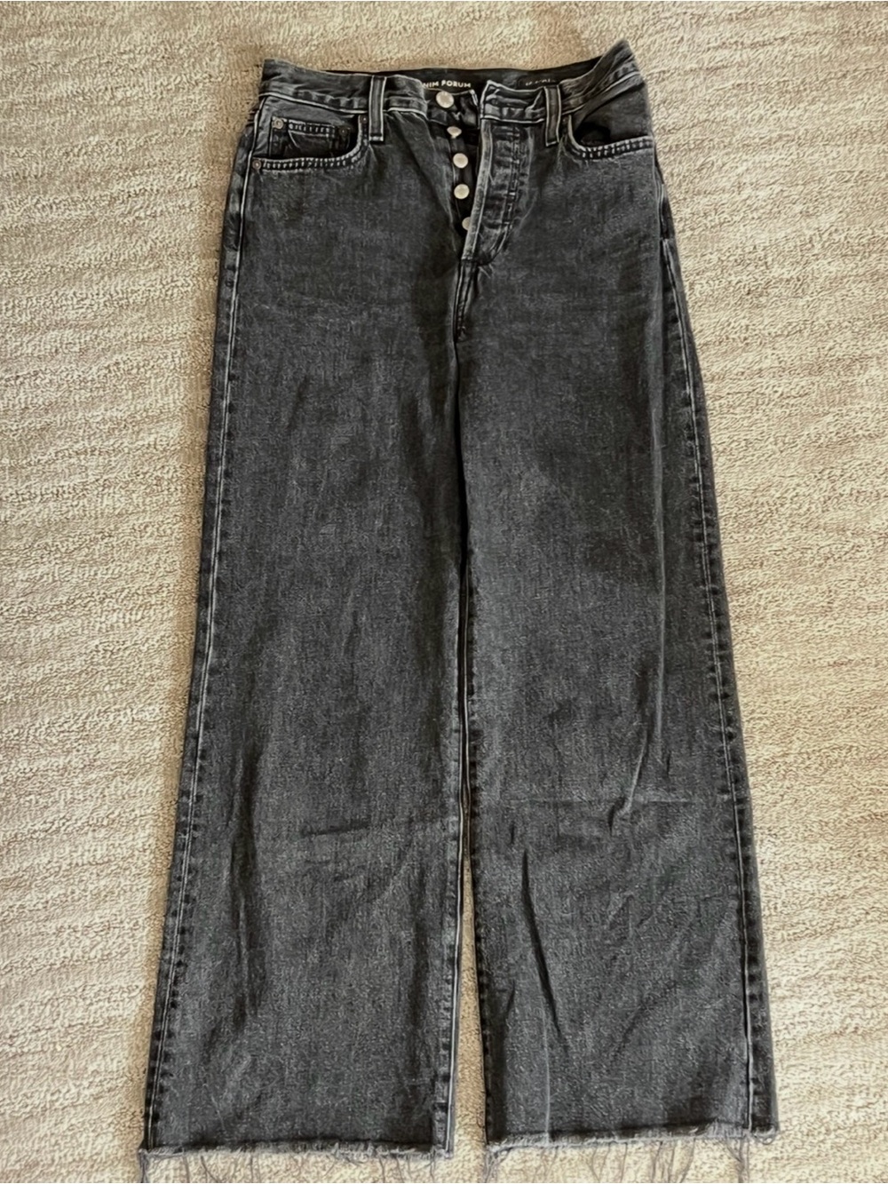 Denim Forum Black High-Rise Wide-Leg Jeans